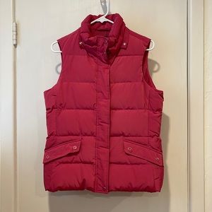 Pink puffer vest with attachable hoody